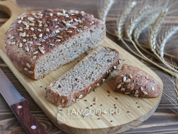 Цельнозерновой хлеб с семенами без замеса, рецепт с фото