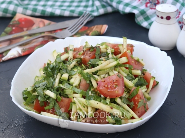 Салат из кабачков, помидоров и щавеля, рецепт с фото