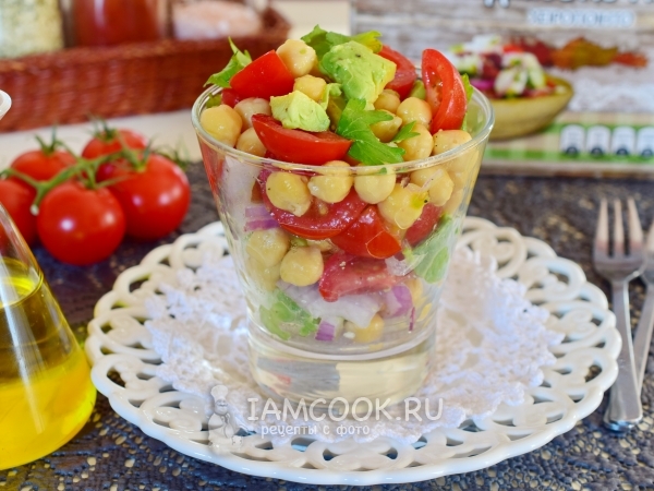 Салат с нутом, авокадо и помидорами черри, рецепт с фото