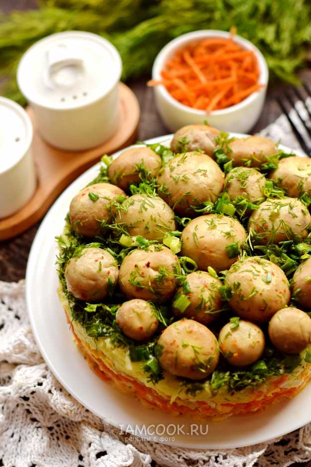 Салат Лесная поляна - нарядное и сытное блюдо: рецепт с фото и видео