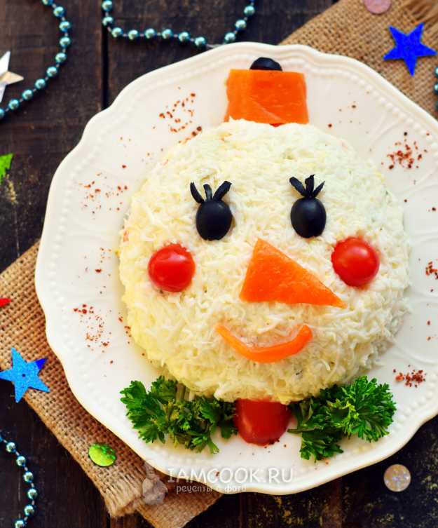 салат снеговик рецепт с фото с курицей | Дзен