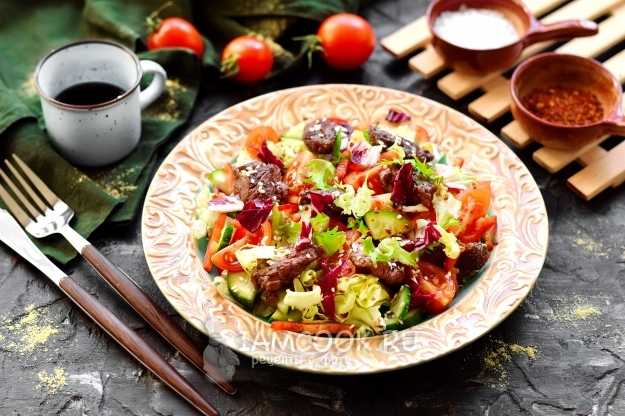 Тайский жареный салат с говядиной — рецепт с фото пошагово