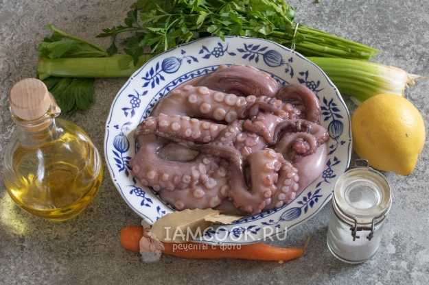 Ингредиенты для Молодые маринованные осьминоги на гриле с кабачками