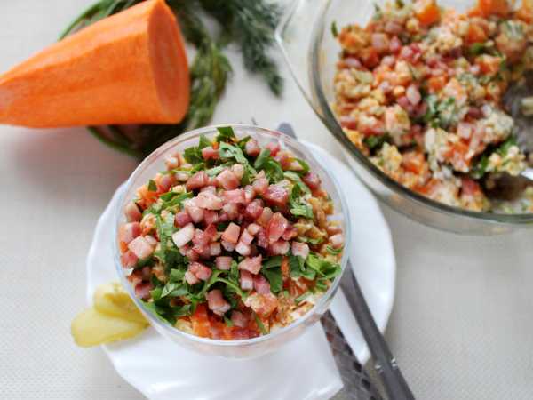 Рецепт салата из чечевицы с беконом и салатом фризе