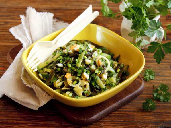 Рецепт салата с морской капустой и грибами