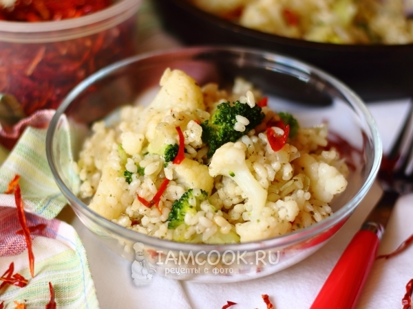 Рис с брокколи и цветной капустой, рецепт с фото