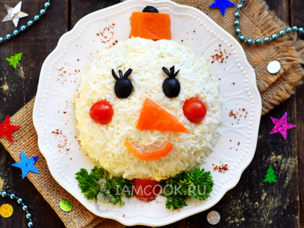 Салат «Снеговик», пошаговый рецепт на ккал, фото, ингредиенты - Елена Саратовская