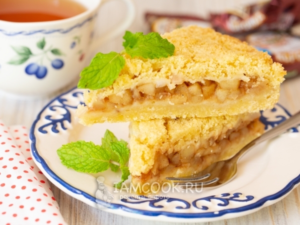 Пирог-крошка с яблоками и корицей, рецепт с фото
