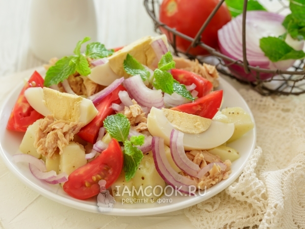 Салат с тунцом и картошкой Просто Кухня
