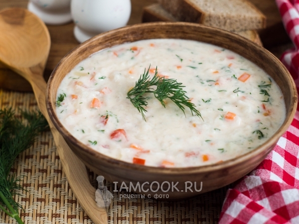 Сметанный суп с рисом и овощами, рецепт с фото