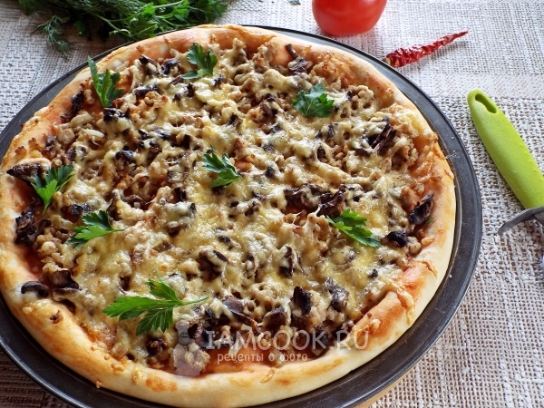 Рецепты с фото Пицца с грибами