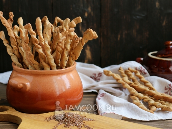 Цельнозерновые хлебные палочки с семенами льна, рецепт с фото