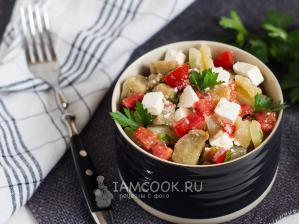 Салат с баклажанами и фетой, рецепт с фото