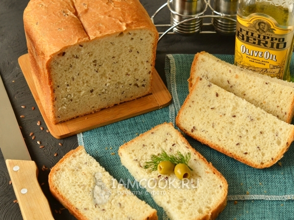 Оливковый хлеб с семенами льна (дрожжевой), рецепт с фото