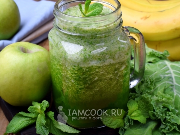 Зеленый смузи с капустой кейл (кале), рецепт с фото