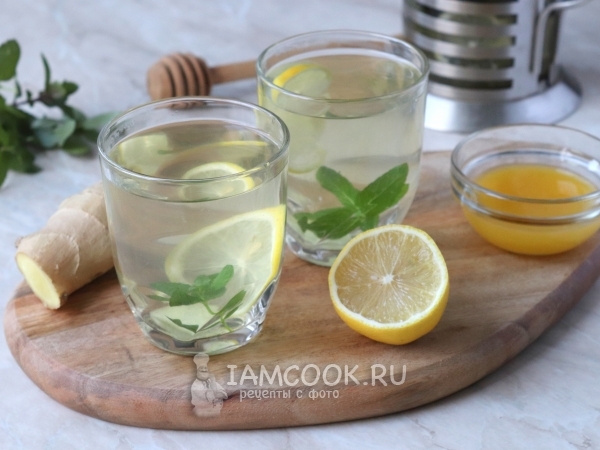 Чай с имбирем, лимоном и мятой, рецепт с фото