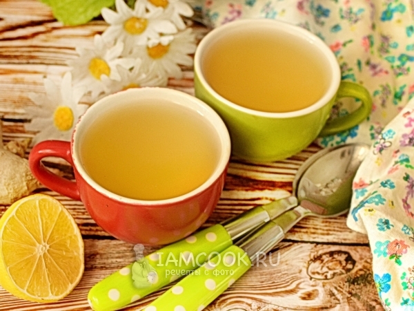 Чай с ромашкой, лимоном и имбирём, рецепт с фото