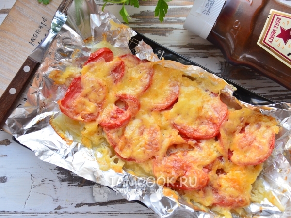 Филе минтая с помидорами в духовке, рецепт с фото