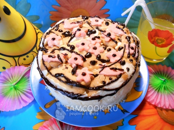 Торт-суфле из творога и печенья без выпечки, рецепт с фото