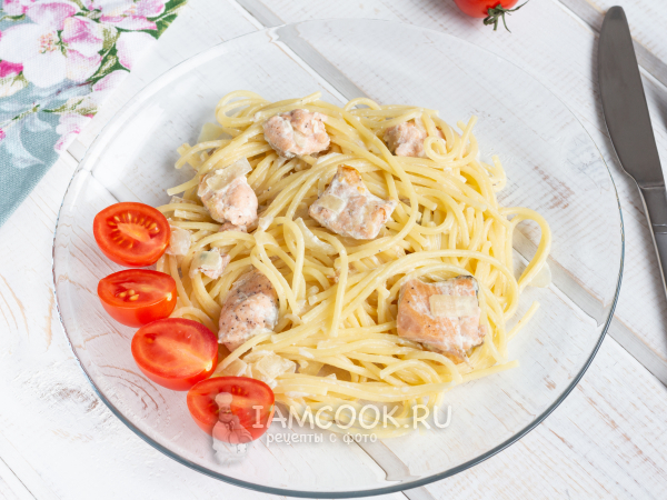 Спагетти с горбушей, рецепт с фото