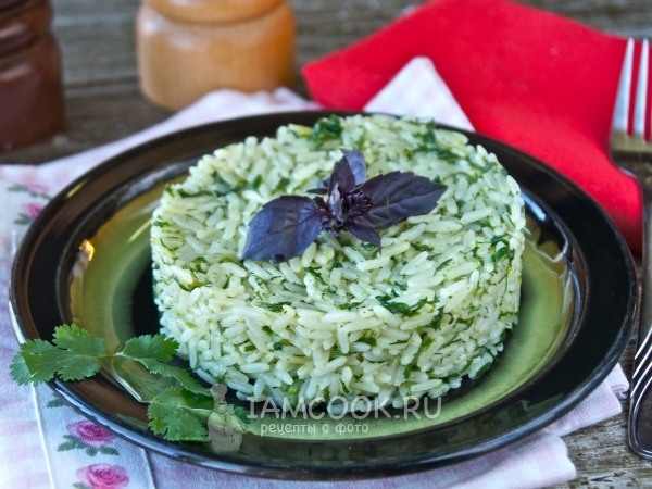 Зеленый рис (с зеленью), рецепт с фото