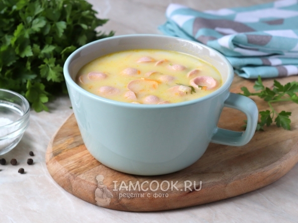 Сырный суп с сосисками, рецепт с фото