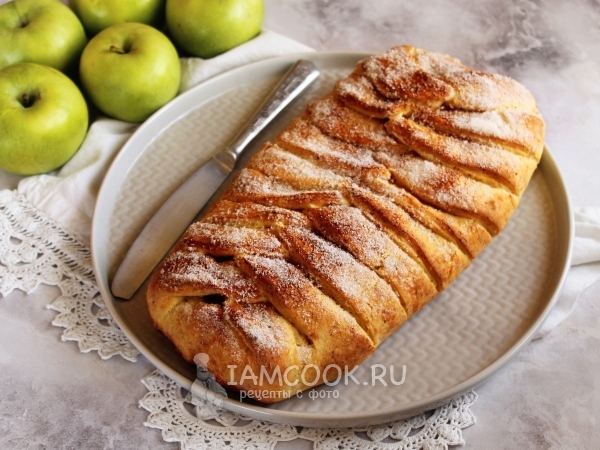 Творожный пирог с яблоками и корицей, рецепт с фото