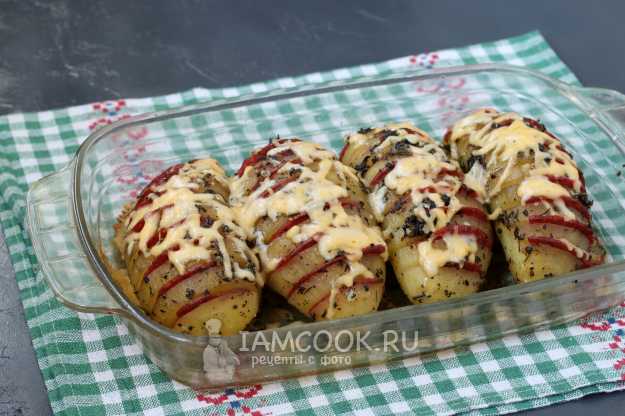 картошка гармошка с фаршем в духовке рецепт с фото | Дзен