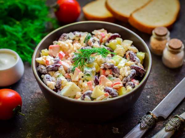 Крабовый салат с фасолью: рецепт приготовления и полезные свойства