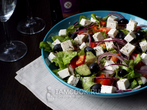 Греческий салат с сыром сиртаки (классический рецепт), рецепт с фото