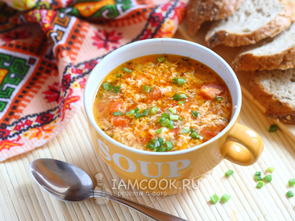 Яичный суп с помидорами, рецепт с фото