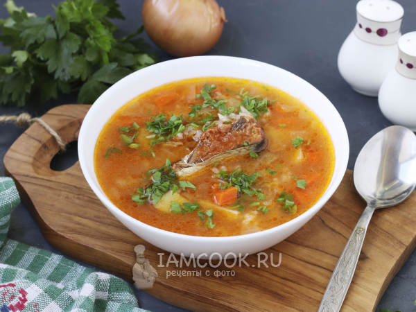 Суп с консервированными сардинами и рисом, рецепт с фото