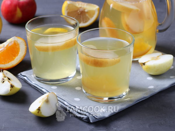 Компот из яблок, апельсина и лимона, рецепт с фото