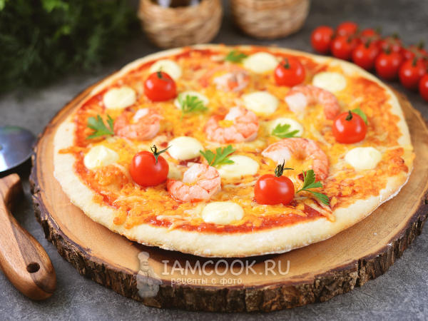 🍕 Пицца с семгой и креветками — рецепт с фото