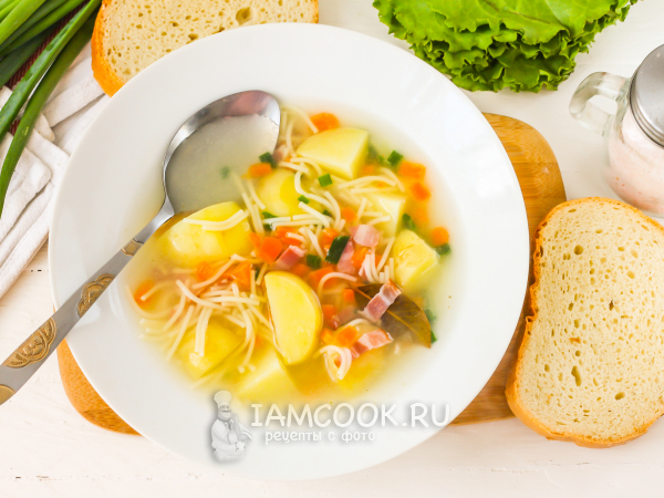 Суп с беконом и вермишелью, рецепт с фото