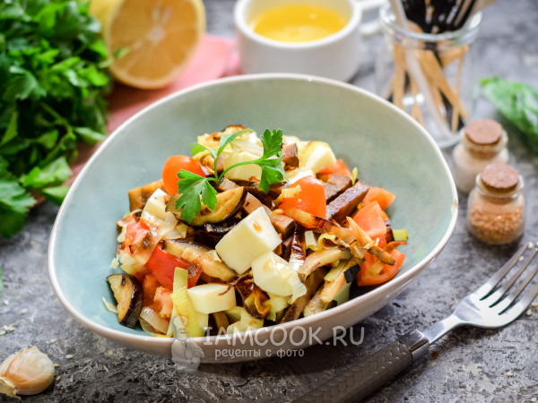 Салат из баклажанов с помидорами и моцареллой, рецепт с фото