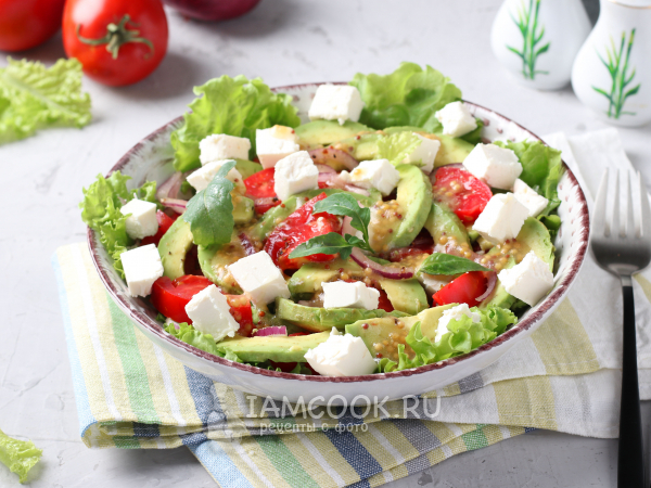 Салат с авокадо и фетой, рецепт с фото