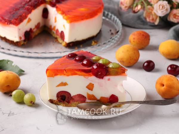 Торт желейный со свежими фруктами и ягодами без выпечки | Ассорти | Дзен
