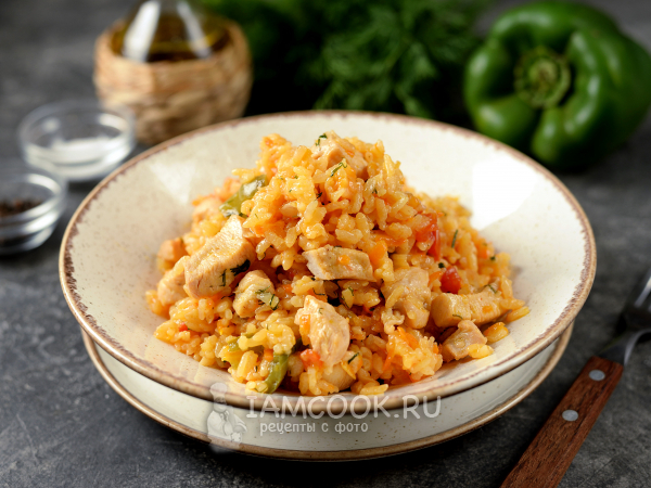 Рис с овощами и куриным филе, рецепт с фото