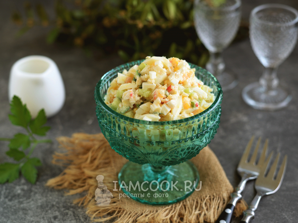Салат «Ибица» с креветками и сыром моцарелла — рецепт с фото пошагово
