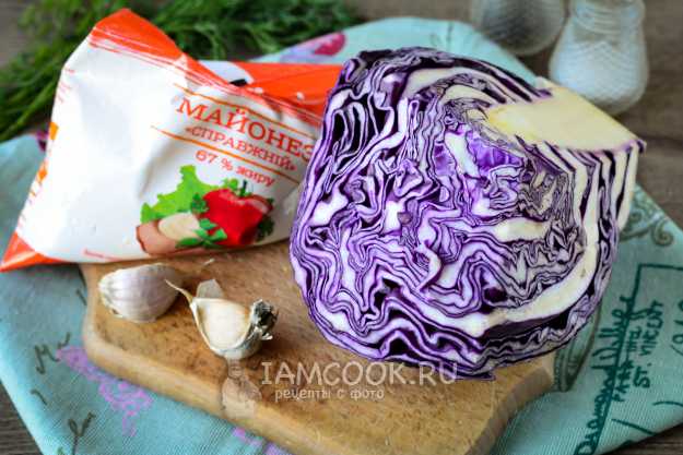 Салат из краснокочанной капусты свежей с майонезом и чесноком рецепт с фото пошагово