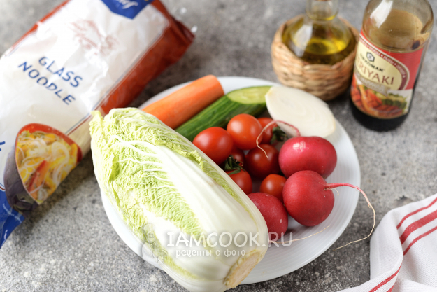 Фунчоза с овощами с соусом терияки
