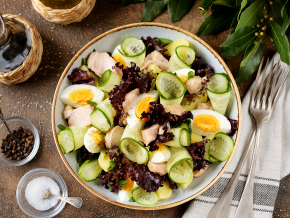 Салат из печени трески с огурцом и кунжутом🥗