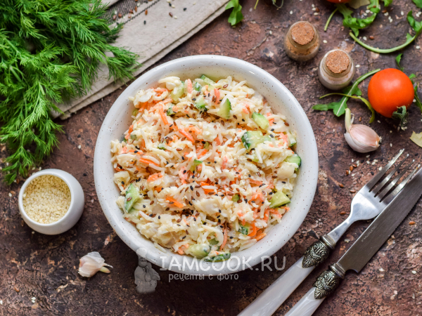 Салат с минтаем и рисом, рецепт с фото