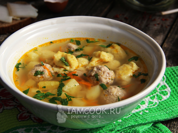 Суп с фрикадельками и галушками — рецепт с фото пошагово