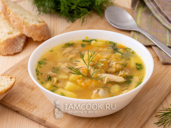 Чечевичный суп на курином бульоне, рецепт с фото