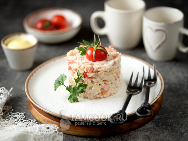 Салат «Морское чудо» с кальмарами и креветками, рецепт с фото