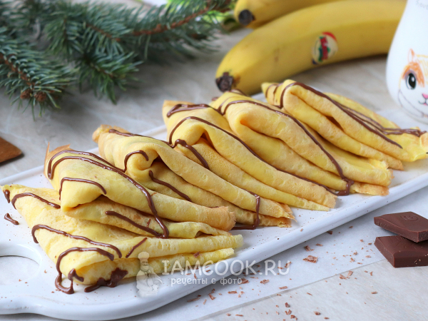 Блины с бананом и шоколадом — рецепт с фото