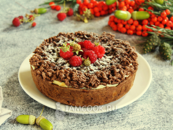 Тертый пирог с творогом и какао (шоколадный), рецепт с фото