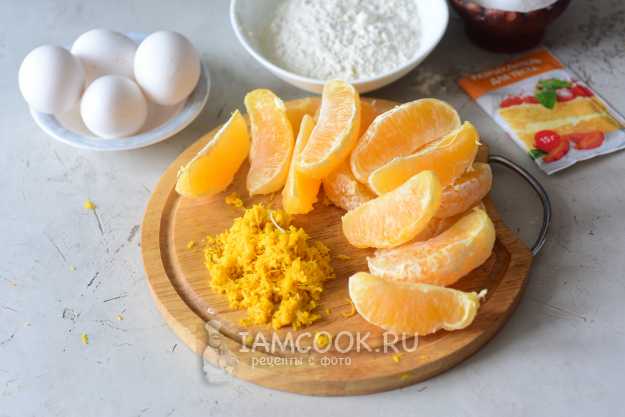 Ингредиенты для приготовления апельсинового пирога в мультиварке Редмонд